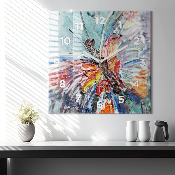 Square wall clock Fragment of oil art