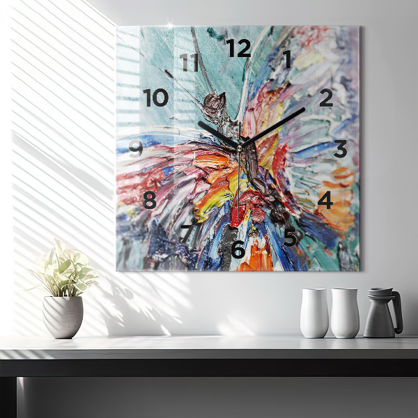 Square wall clock Fragment of oil art