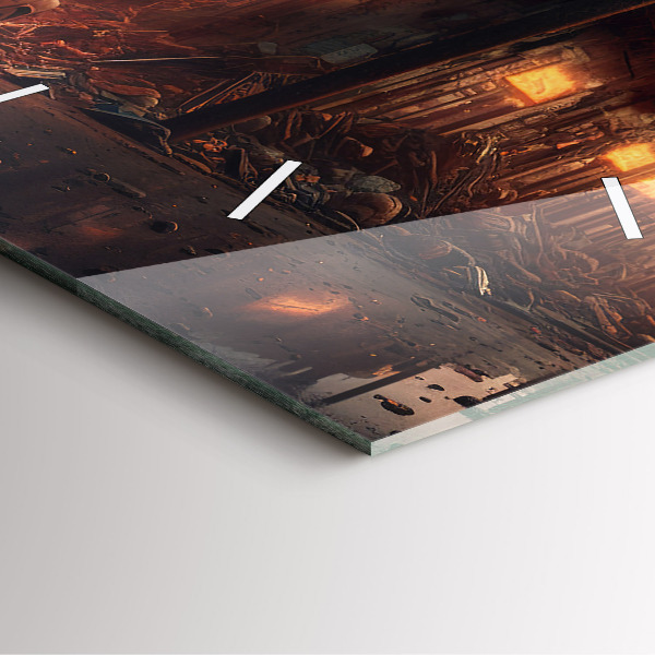 Square wall clock Apocalyptic building