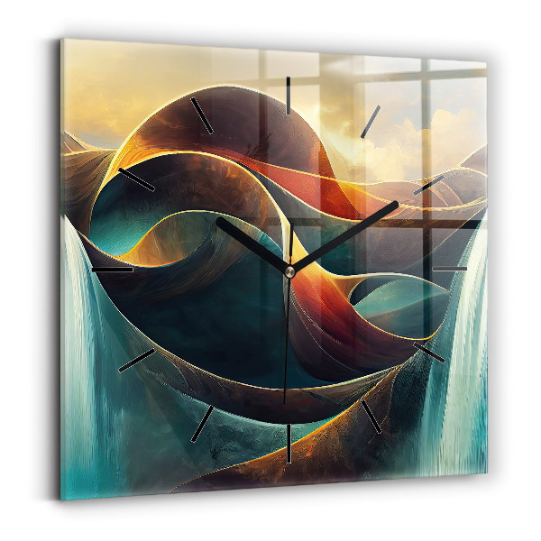 Square wall clock Flowing Waterfall
