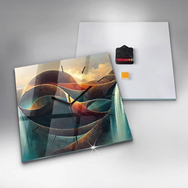 Square wall clock Flowing Waterfall