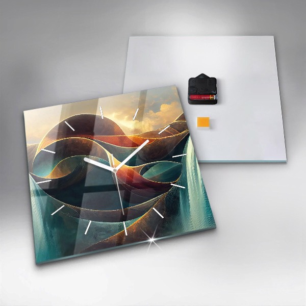 Square wall clock Flowing Waterfall