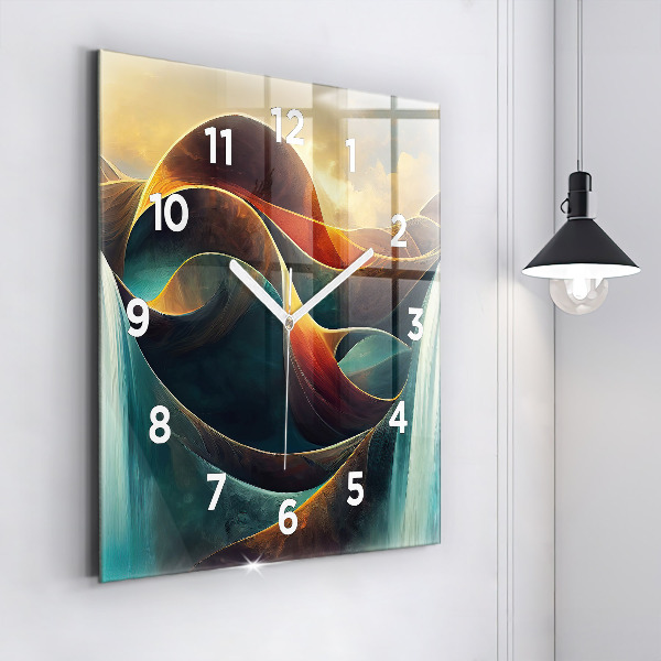Square wall clock Flowing Waterfall