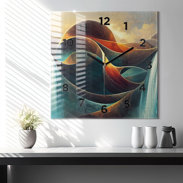 Square wall clock Flowing Waterfall