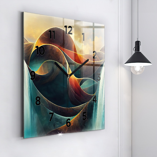Square wall clock Flowing Waterfall