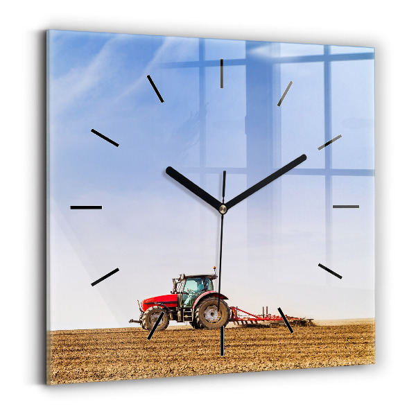 Square wall clock Farmer on a tractor