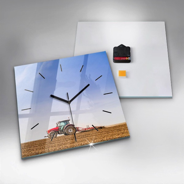 Square wall clock Farmer on a tractor
