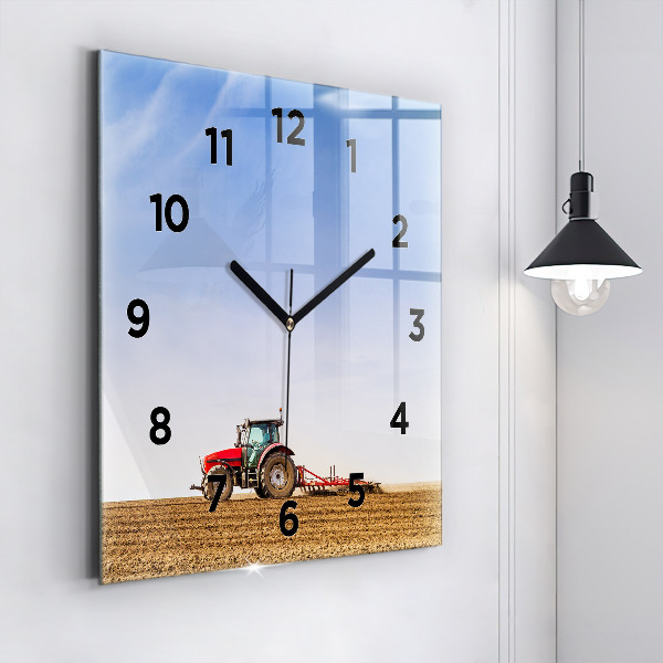 Square wall clock Farmer on a tractor