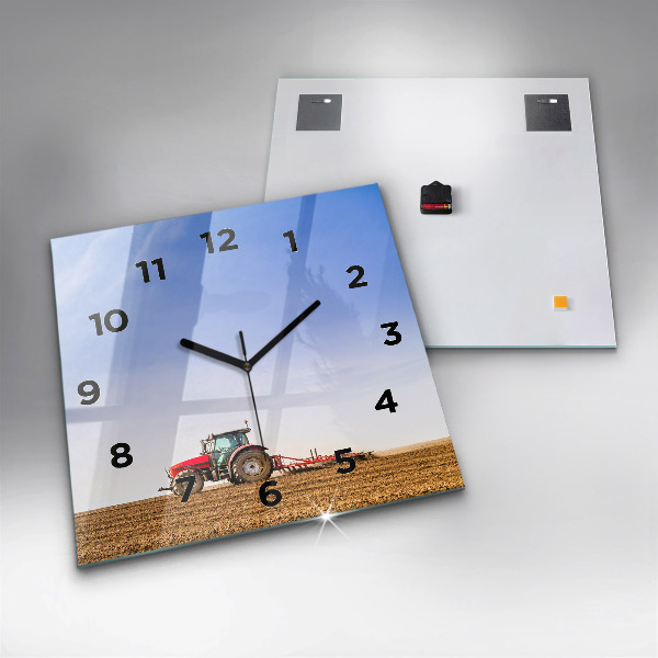 Square wall clock Farmer on a tractor