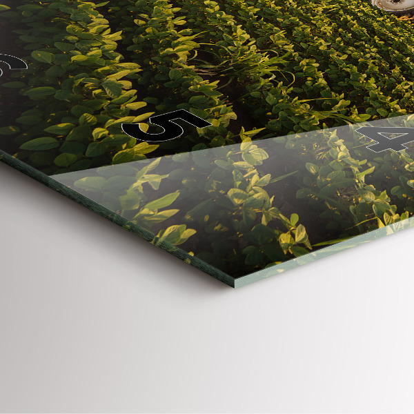 Square wall clock Tractor in a farm field