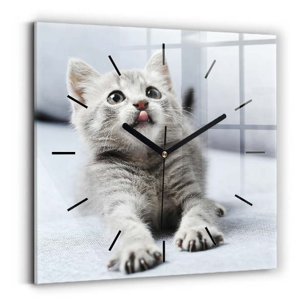 Square wall clock Cat on the couch