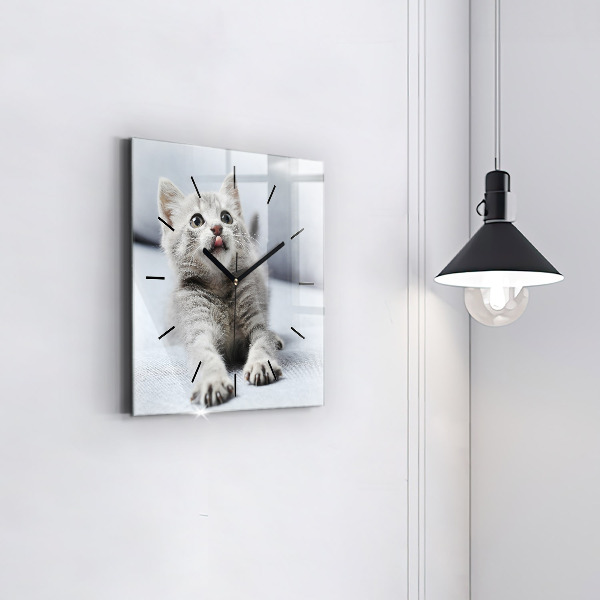 Square wall clock Cat on the couch