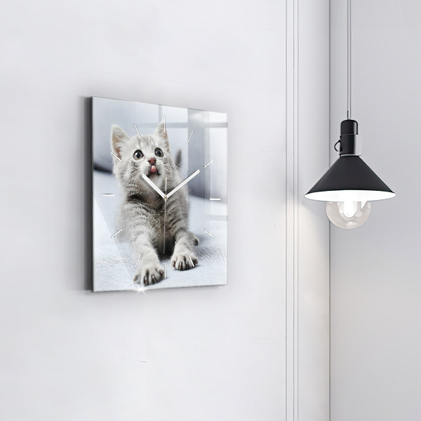 Square wall clock Cat on the couch