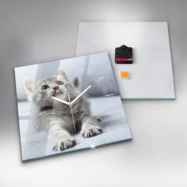 Square wall clock Cat on the couch