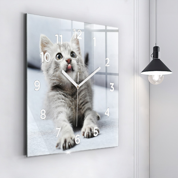 Square wall clock Cat on the couch