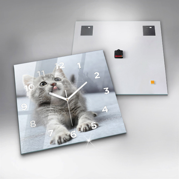 Square wall clock Cat on the couch