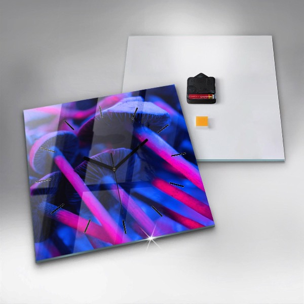 Square wall clock Magic colorful mushrooms