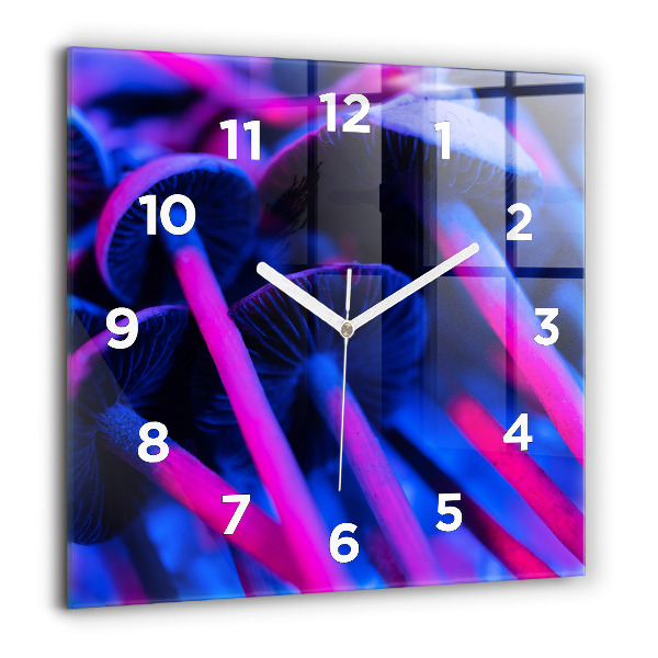 Square wall clock Magic colorful mushrooms