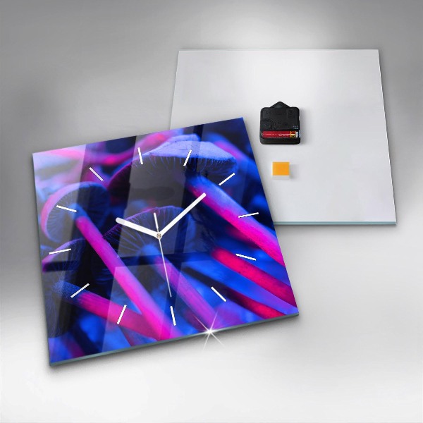Square wall clock Magic colorful mushrooms