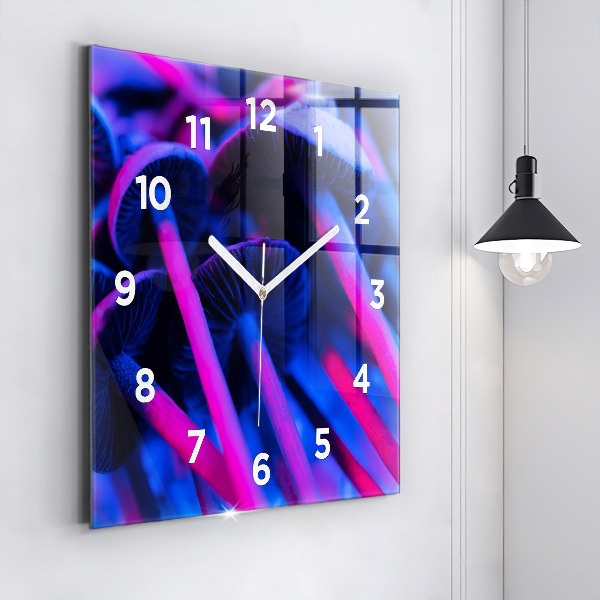 Square wall clock Magic colorful mushrooms