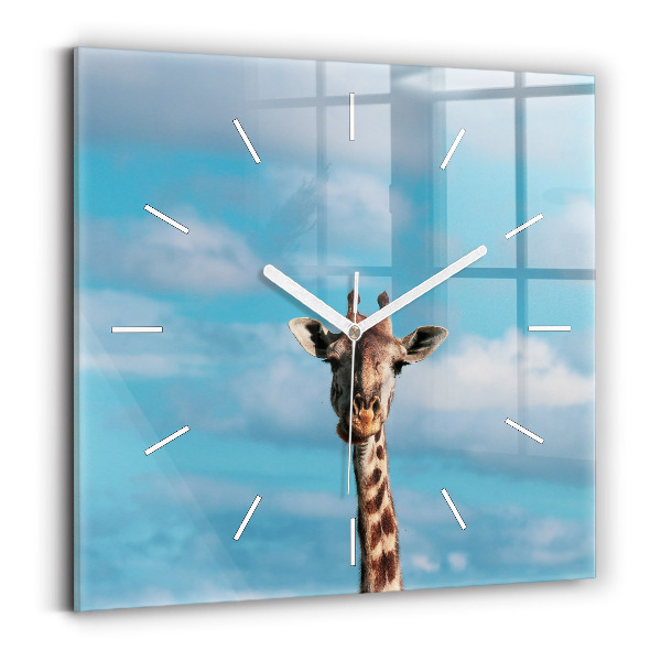 Square wall clock Giraffe head against the sky