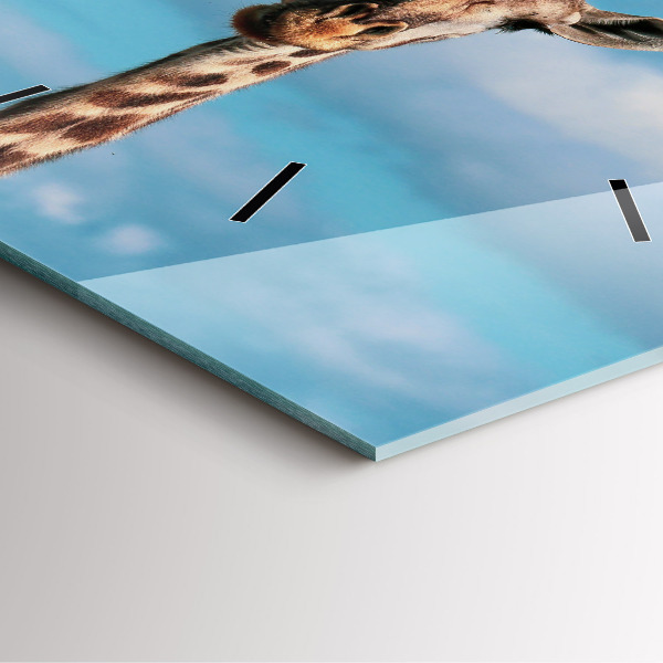 Square wall clock Giraffe head against the sky
