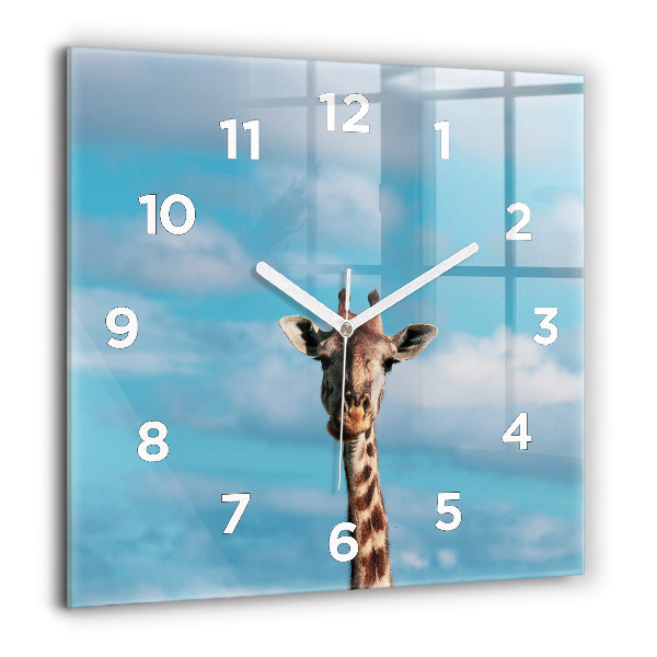 Square wall clock Giraffe head against the sky