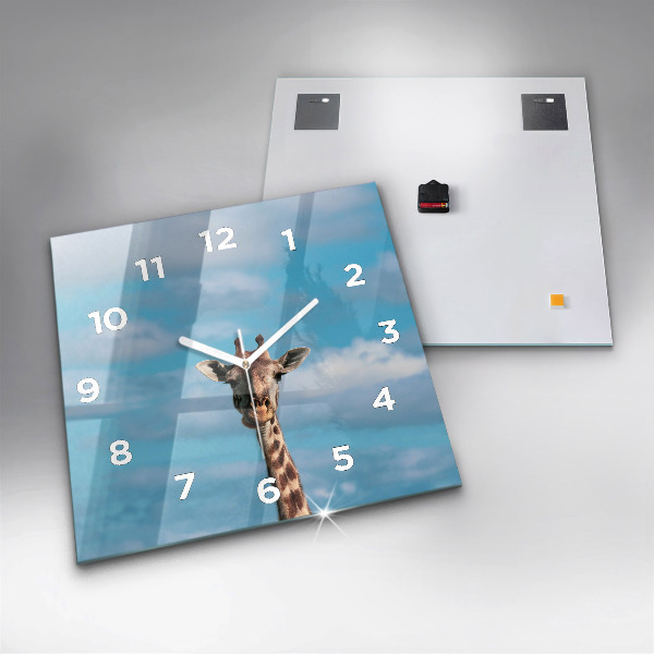Square wall clock Giraffe head against the sky