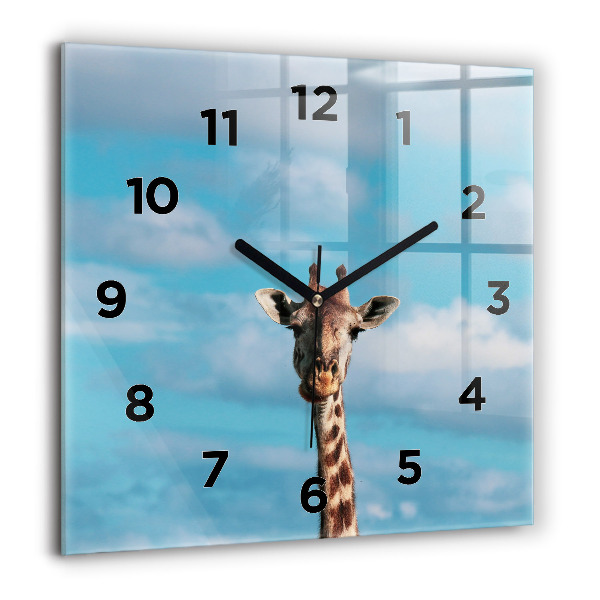 Square wall clock Giraffe head against the sky