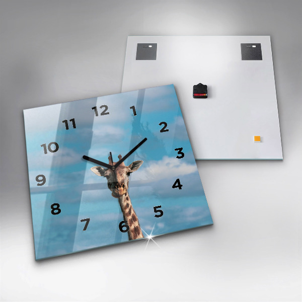 Square wall clock Giraffe head against the sky