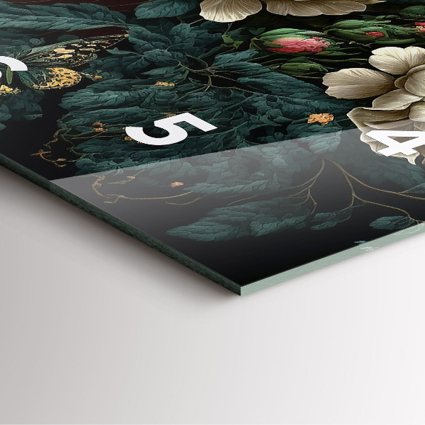 Square wall clock Flower and golden butterflies