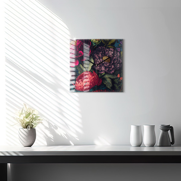Square wall clock Vintage flower bouquet