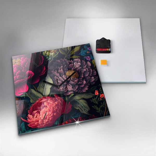 Square wall clock Vintage flower bouquet