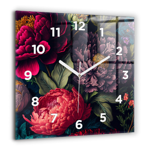 Square wall clock Vintage flower bouquet