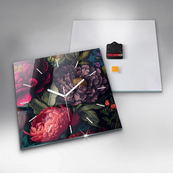 Square wall clock Vintage flower bouquet