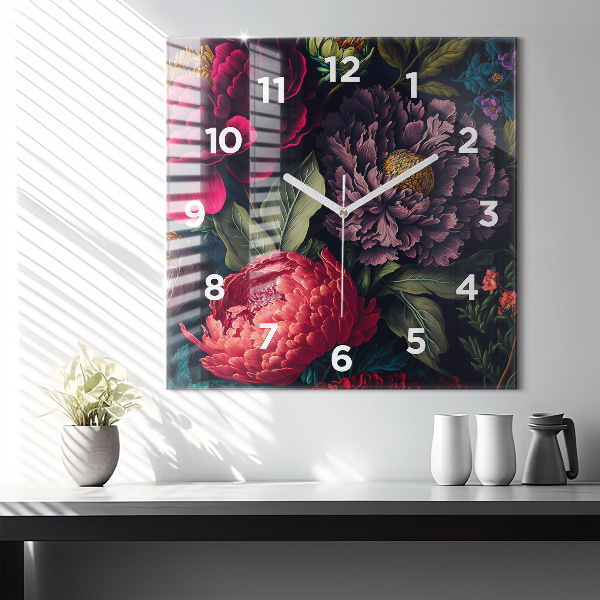 Square wall clock Vintage flower bouquet