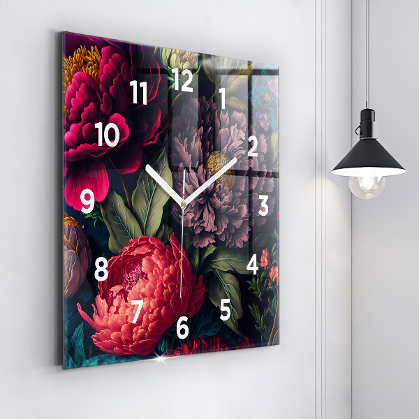 Square wall clock Vintage flower bouquet
