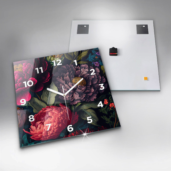 Square wall clock Vintage flower bouquet