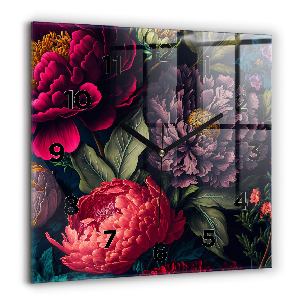 Square wall clock Vintage flower bouquet