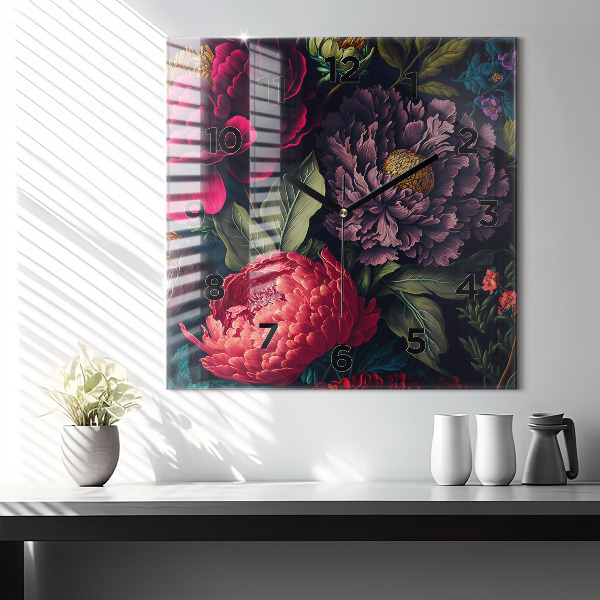 Square wall clock Vintage flower bouquet