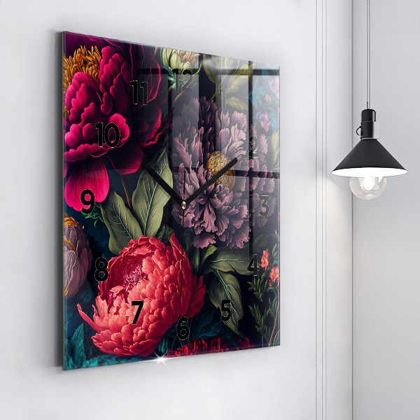 Square wall clock Vintage flower bouquet