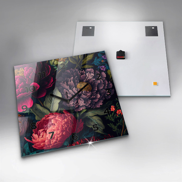 Square wall clock Vintage flower bouquet