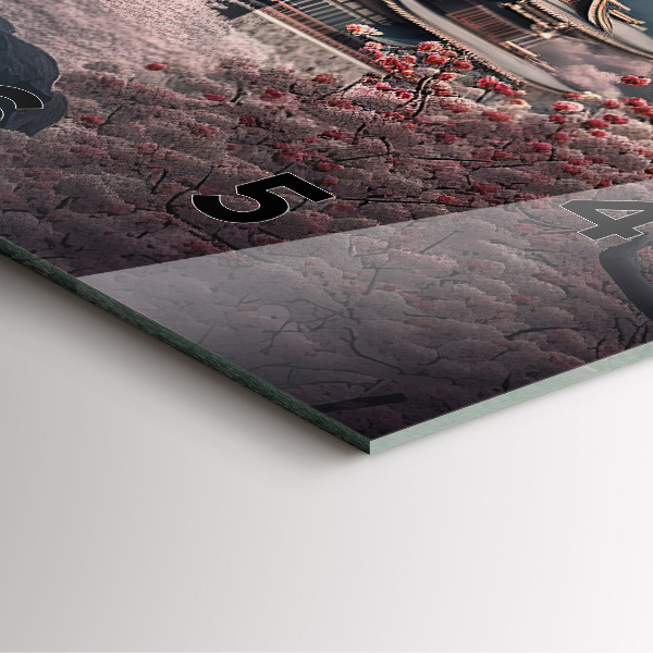 Square wall clock Tower and flowers in Asia