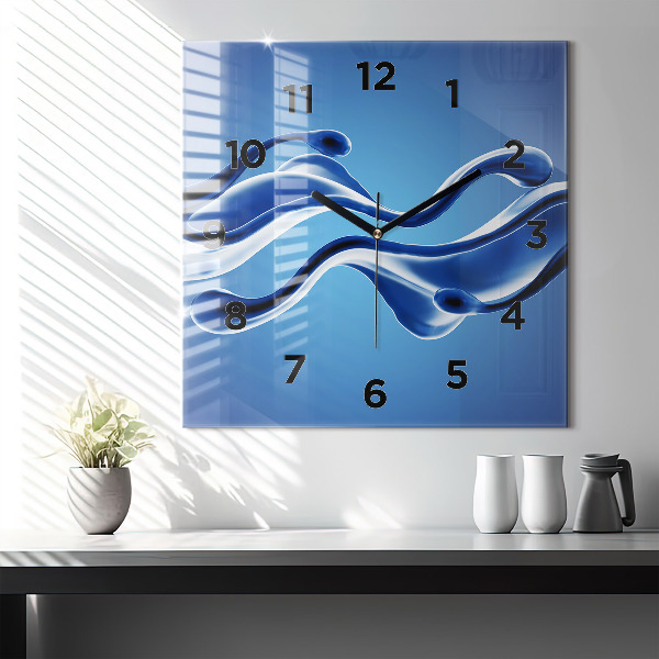 Square wall clock Liquid abstraction