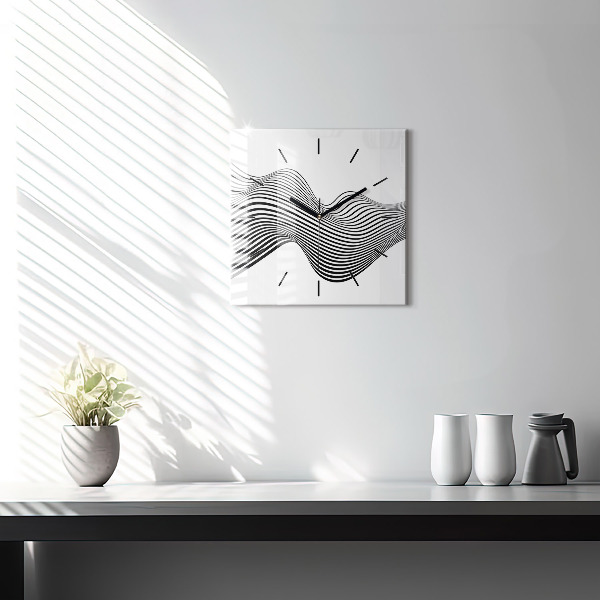 Square wall clock Black and white art