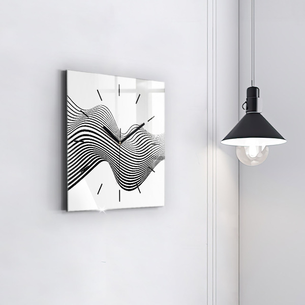 Square wall clock Black and white art