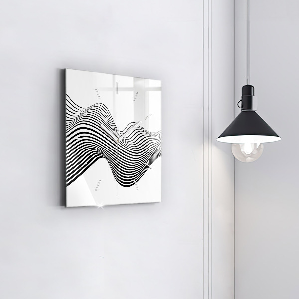 Square wall clock Black and white art