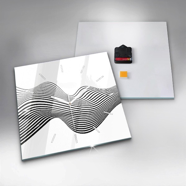 Square wall clock Black and white art