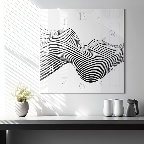 Square wall clock Black and white art