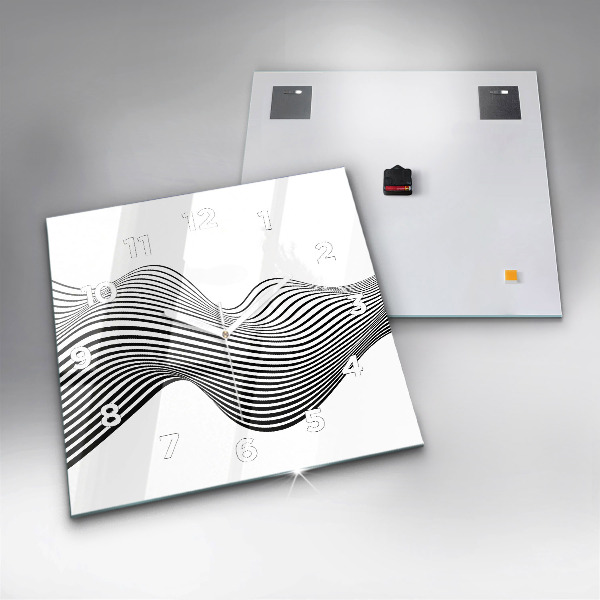 Square wall clock Black and white art